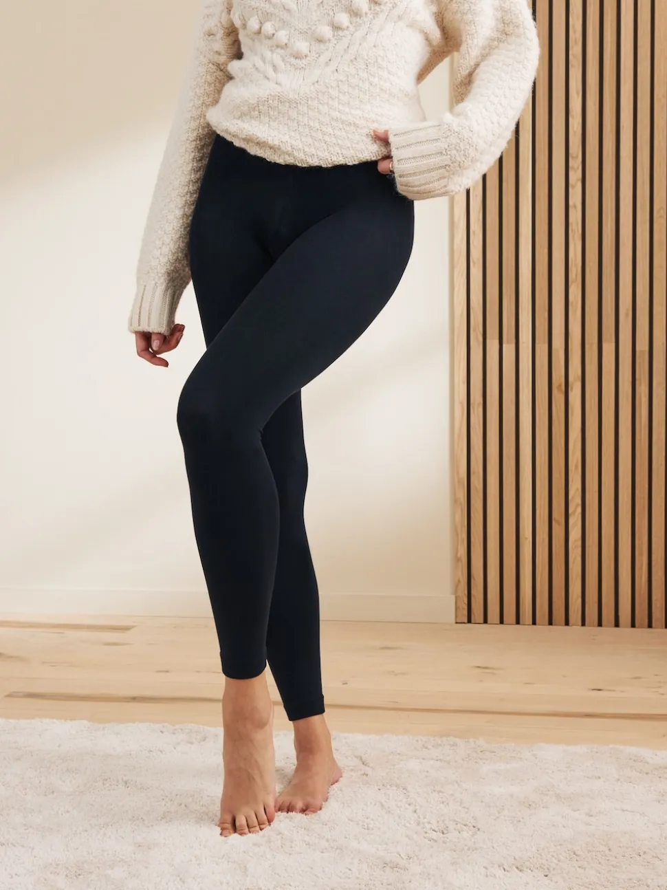 Black Fleece Lined Thermal Footless Tights 1 Pack
