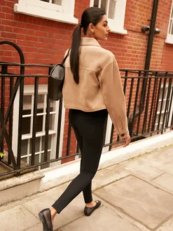 Black Fleece Lined Warm Handle Cosy Jersey Denim Leggings