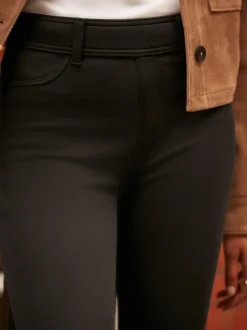 Black Fleece Lined Warm Handle Cosy Jersey Denim Leggings