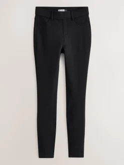 Black Fleece Lined Warm Handle Cosy Jersey Denim Leggings