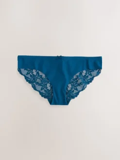 Black Floral Print Brazilian No VPL Lace Back Briefs 5 Pack