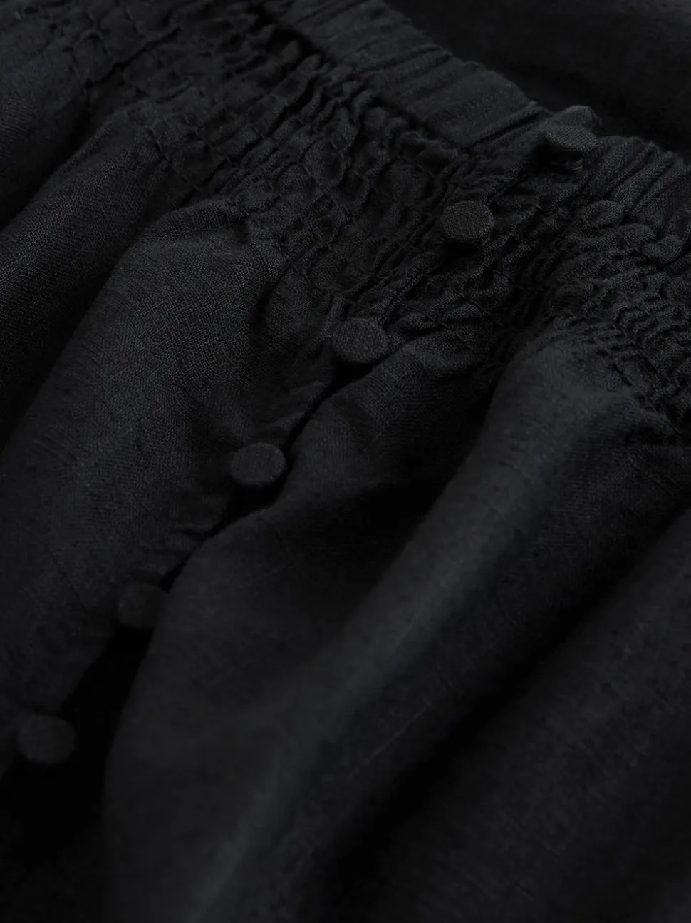 Black Flutter Sleeve Button Front Top With Linen