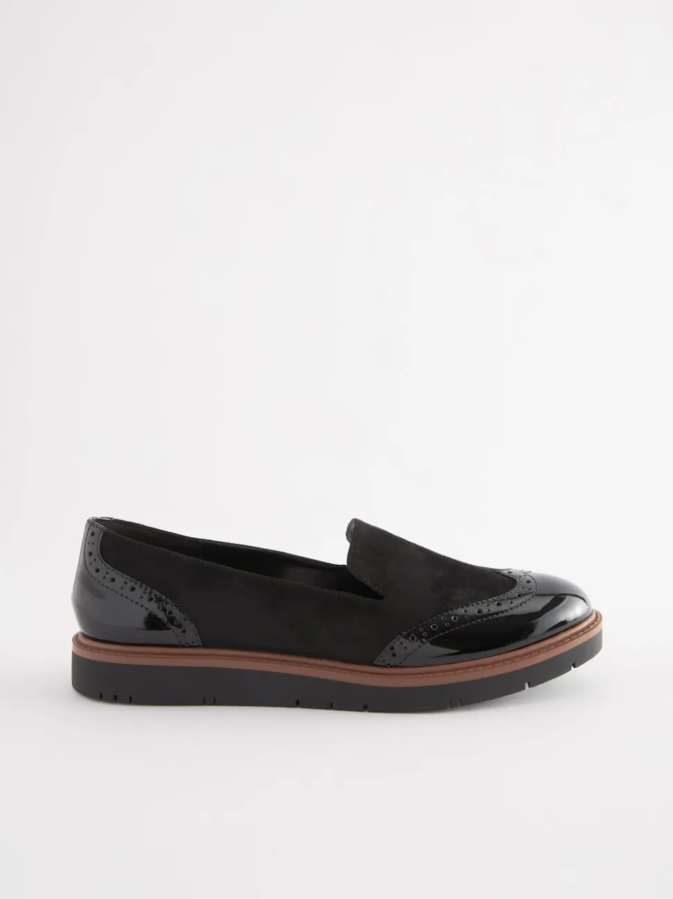 Black Forever Comfort® Brogue Detail Chunky Sole Loafers