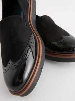 Black Forever Comfort® Brogue Detail Chunky Sole Loafers