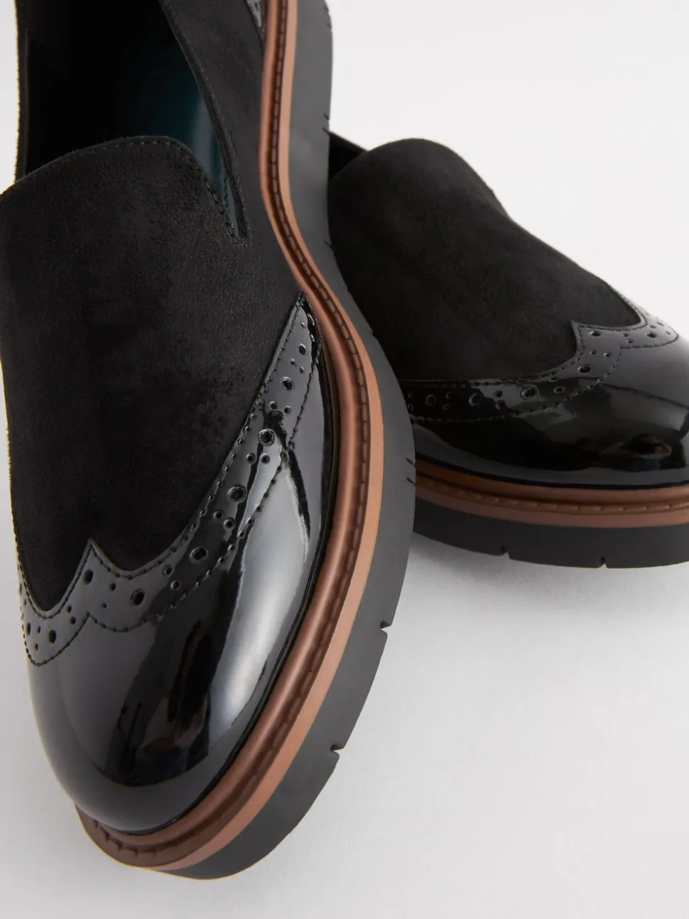 Black Forever Comfort® Brogue Detail Chunky Sole Loafers