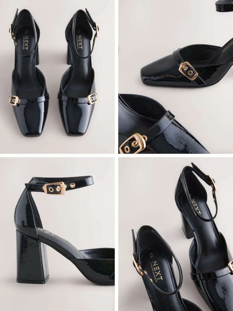 Black Forever Comfort® Buckle Closed Toe Block Heels