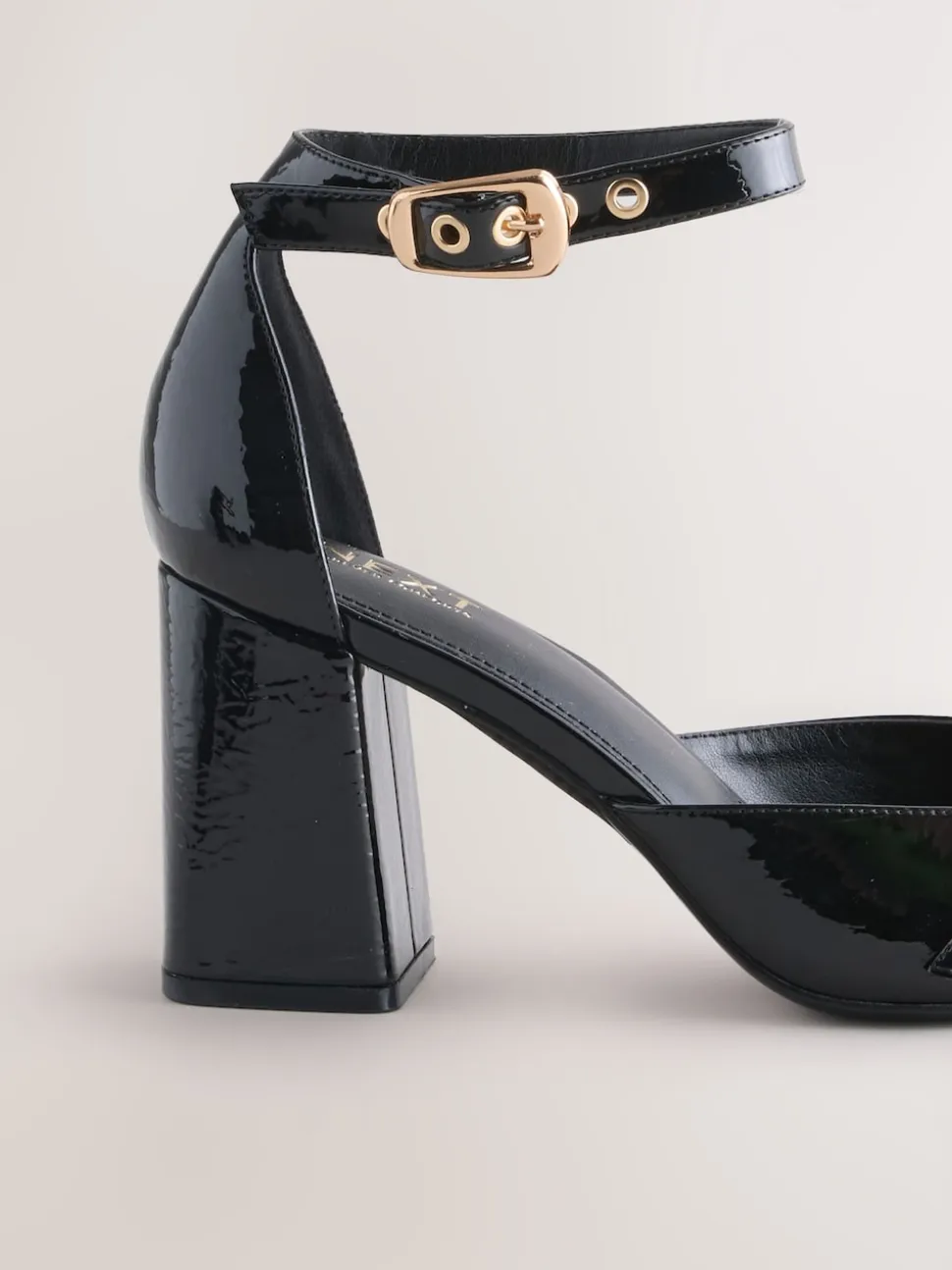 Black Forever Comfort® Buckle Closed Toe Block Heels