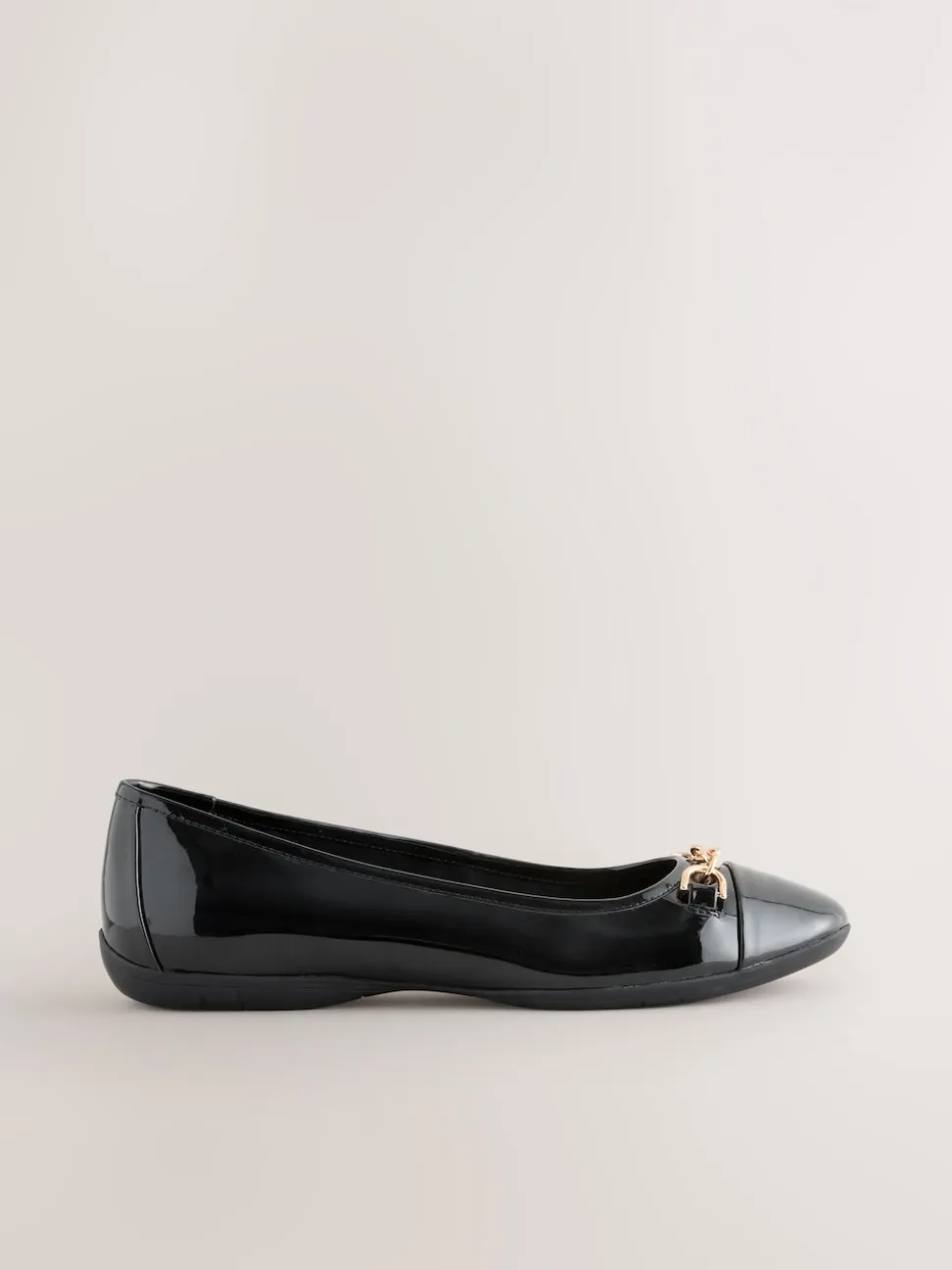 Black Forever Comfort® Chain Hardware Ballerina Flats