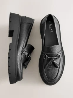 Black Forever Comfort Chunky Platform Tassel Loafers