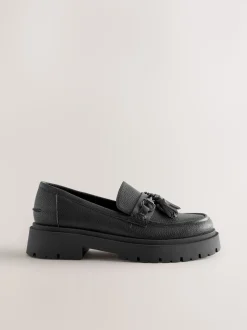 Black Forever Comfort Chunky Platform Tassel Loafers