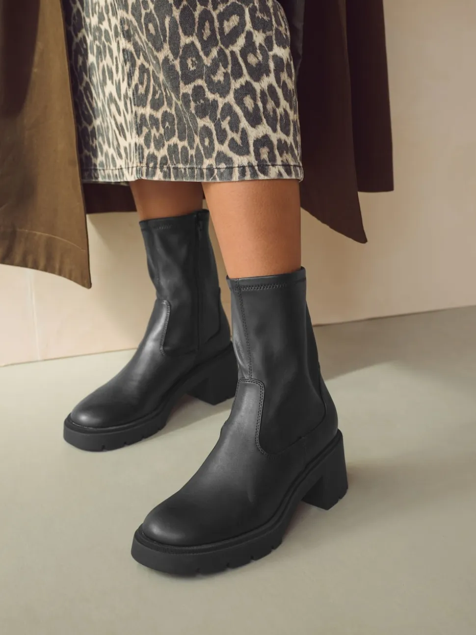 Black Forever Comfort® Chunky Sock Ankle Boots