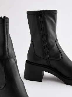 Black Forever Comfort® Chunky Sock Ankle Boots