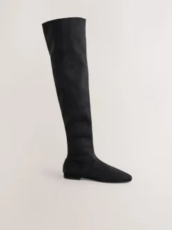 Black Forever Comfort® Flat Sock Over The Knee Boots