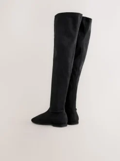 Black Forever Comfort® Flat Sock Over The Knee Boots