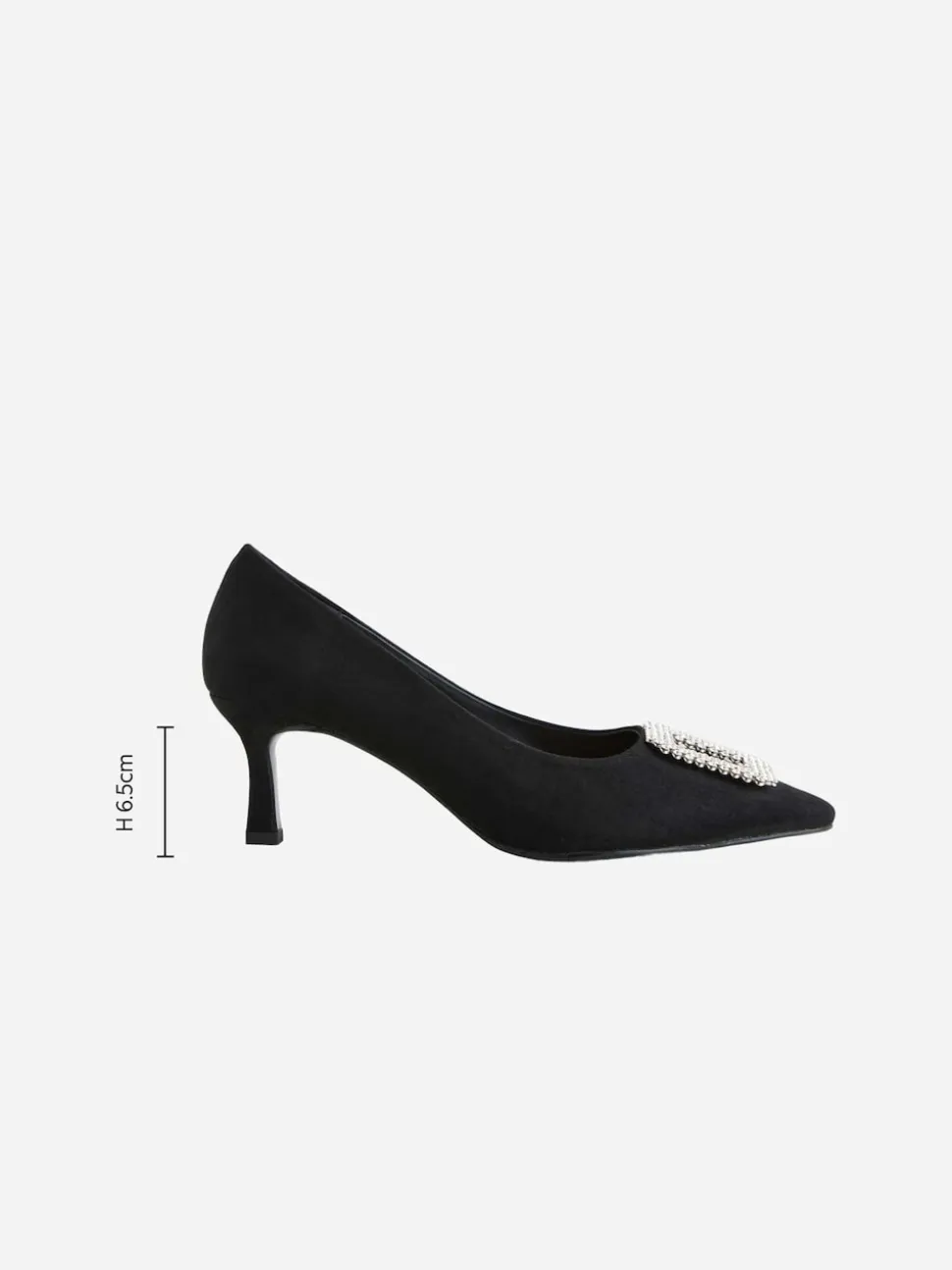 Black Forever Comfort Jewel Trim Pointed Court Heels