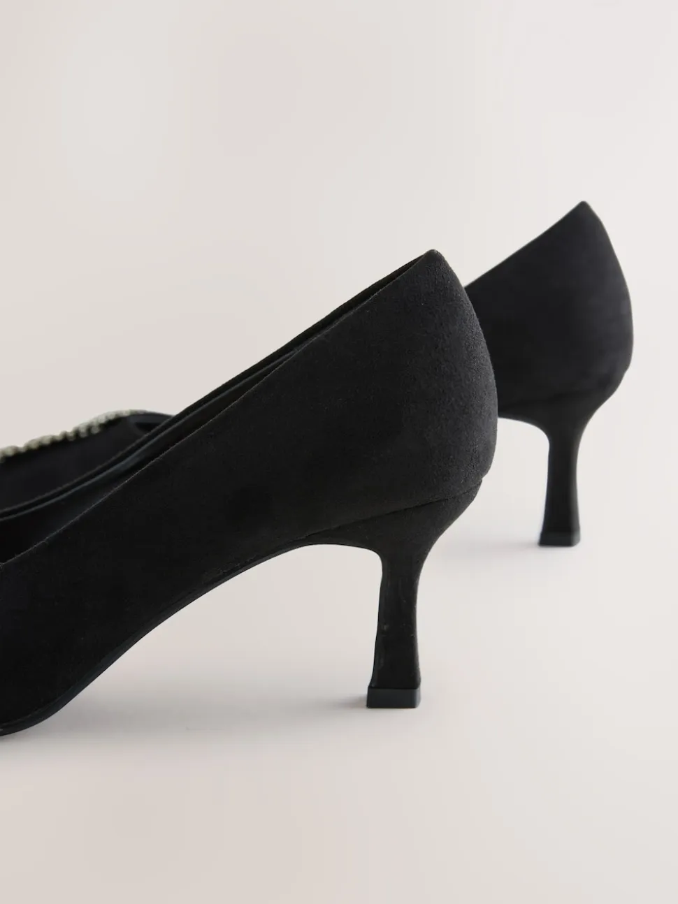 Black Forever Comfort Jewel Trim Pointed Court Heels