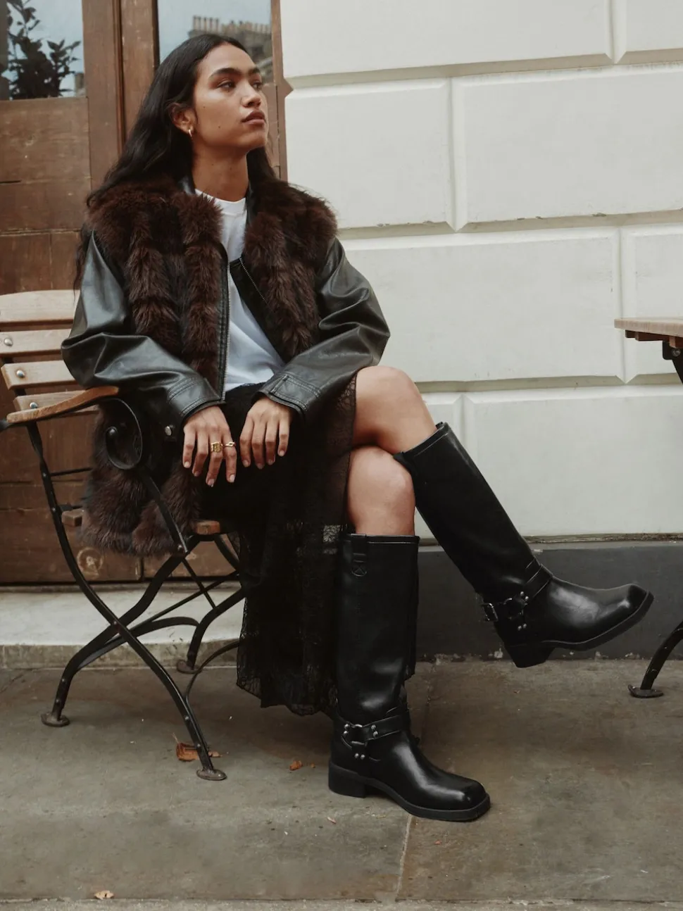 Black Forever Comfort® Knee High Biker Boots