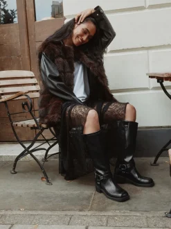 Black Forever Comfort® Knee High Biker Boots