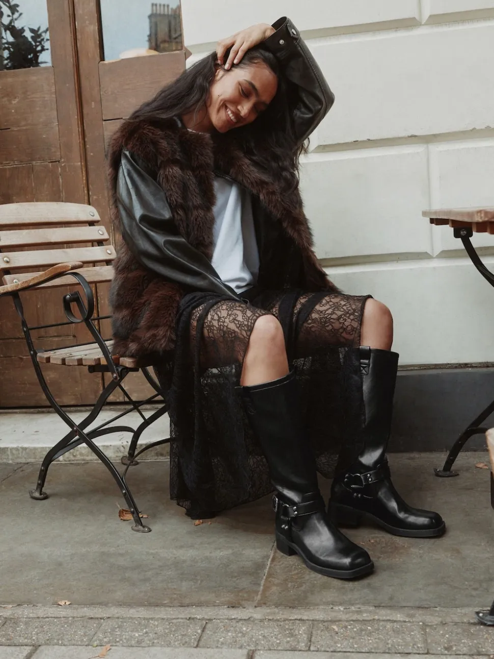 Black Forever Comfort® Knee High Biker Boots