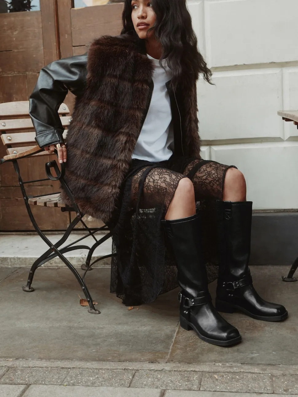 Black Forever Comfort® Knee High Biker Boots