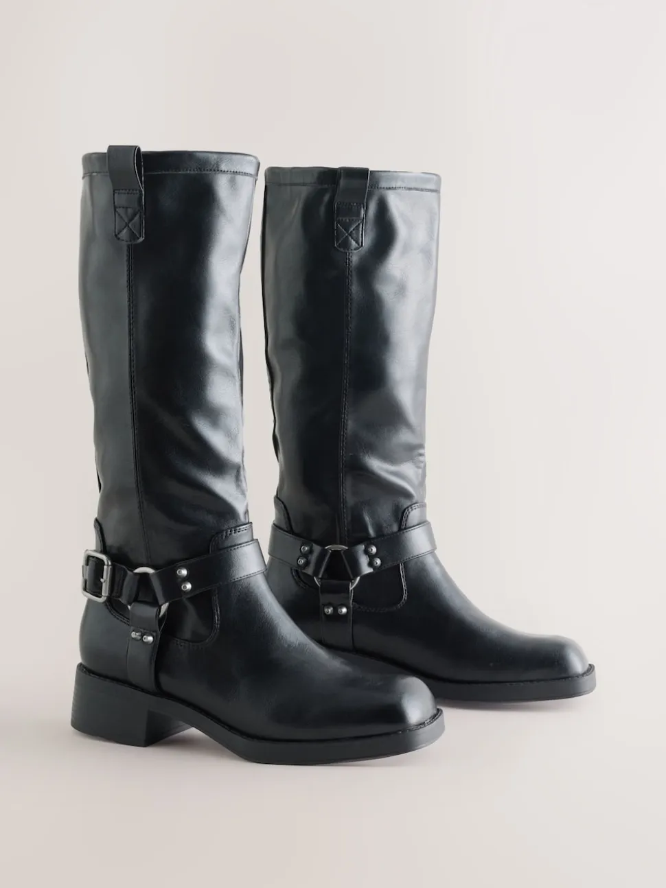Black Forever Comfort® Knee High Biker Boots