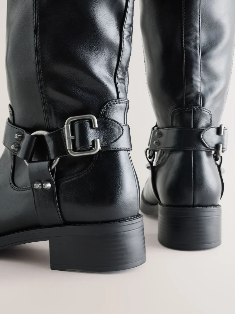 Black Forever Comfort® Knee High Biker Boots