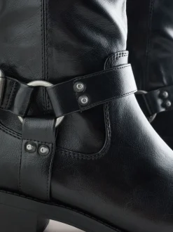 Black Forever Comfort® Knee High Biker Boots