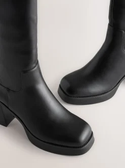 Black Forever Comfort® Knee High Platform Boots