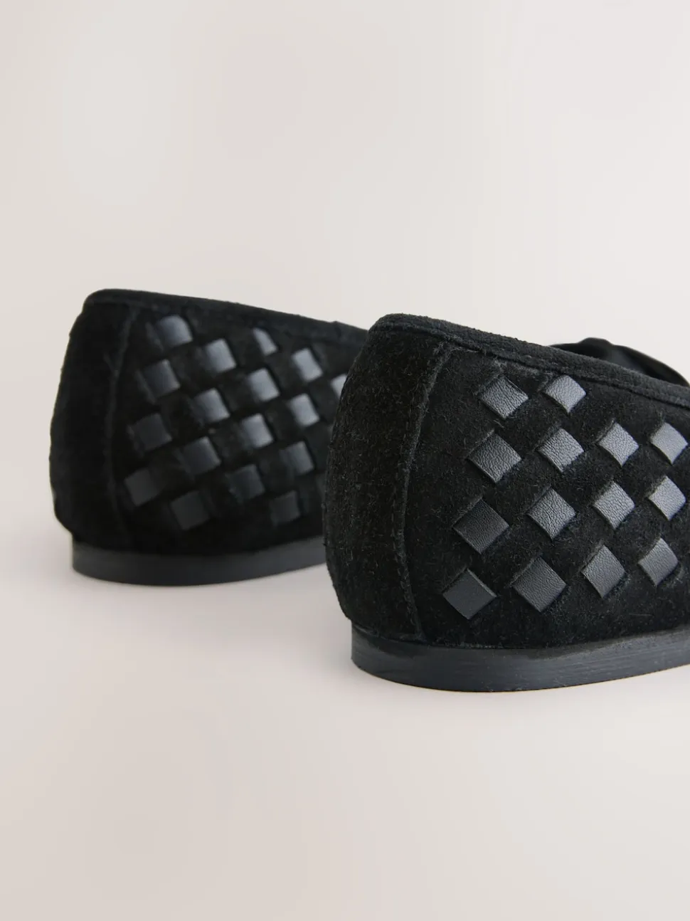 Black Forever Comfort® Leather Weave Ballet Flats