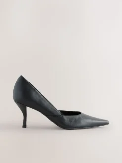 Black Forever Comfort® Leather Pointed Toe Heeled Court Shoes