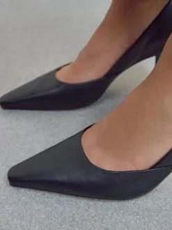 Black Forever Comfort® Leather Pointed Toe Heeled Court Shoes