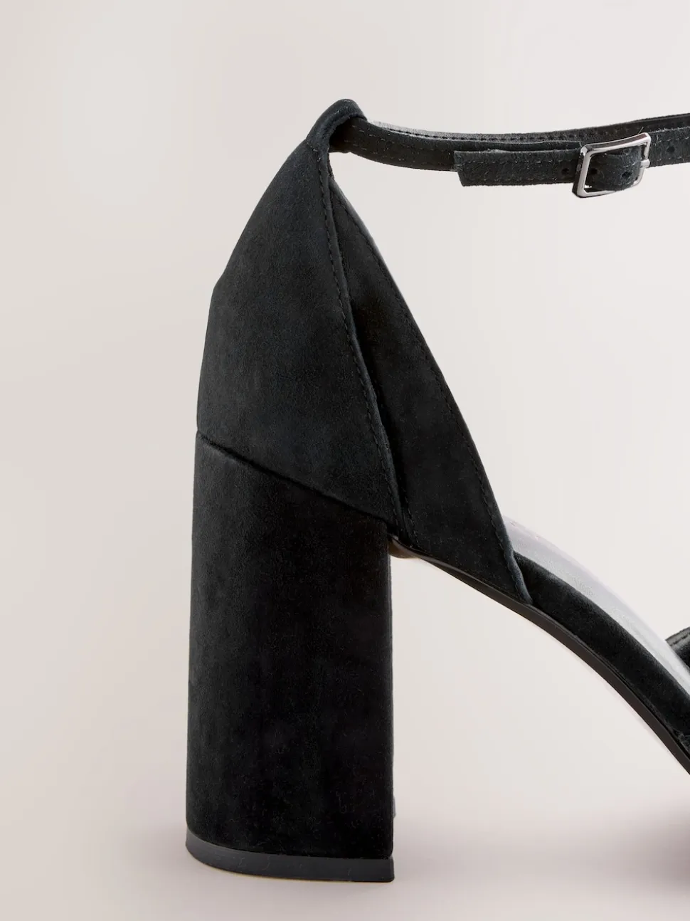 Black Forever Comfort® Leather T-Bar Cutout Closed Toe Block Heels