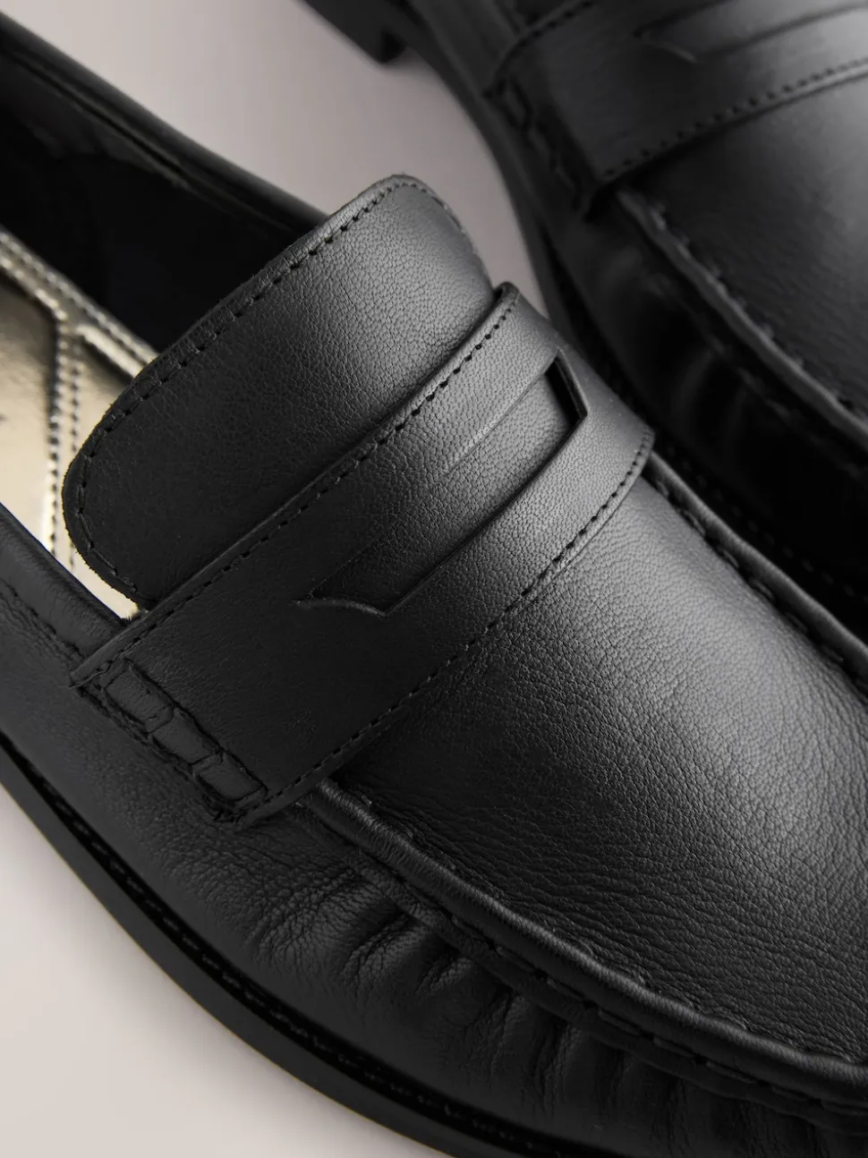 Black Forever Comfort® Leather Ruched Saddle Loafers