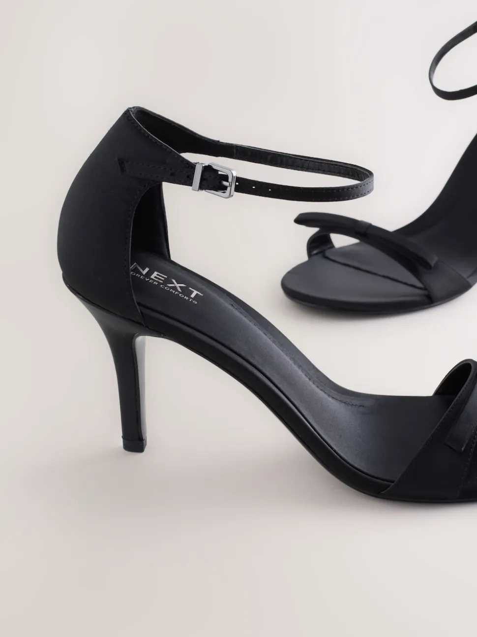 Black Forever Comfort® Mini Satin Bow Heeled Sandals