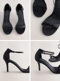 Black Forever Comfort® Mini Satin Bow Heeled Sandals