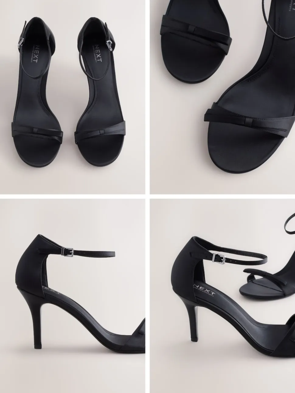 Black Forever Comfort® Mini Satin Bow Heeled Sandals