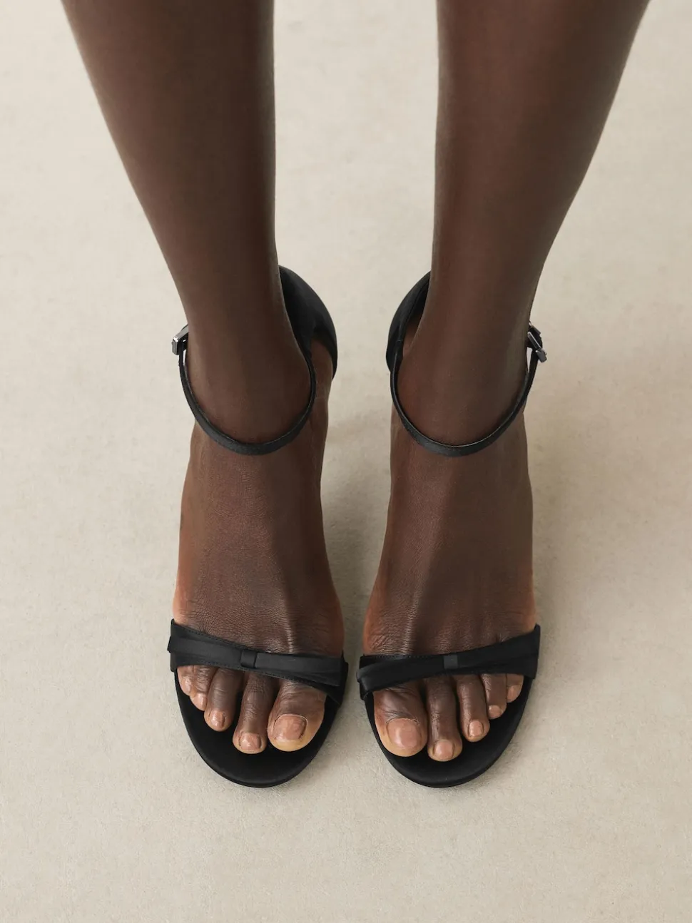 Black Forever Comfort® Mini Satin Bow Heeled Sandals