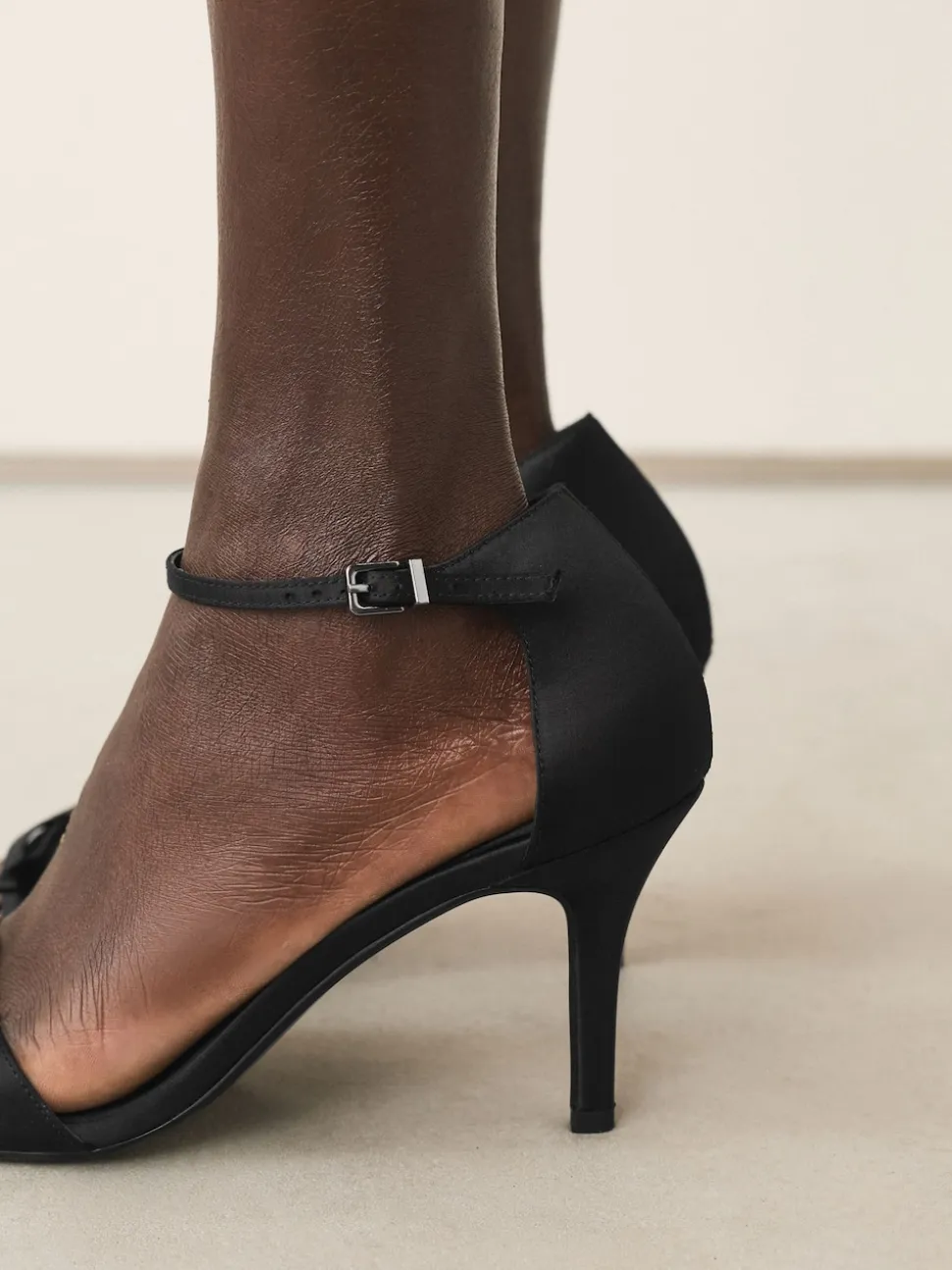 Black Forever Comfort® Mini Satin Bow Heeled Sandals