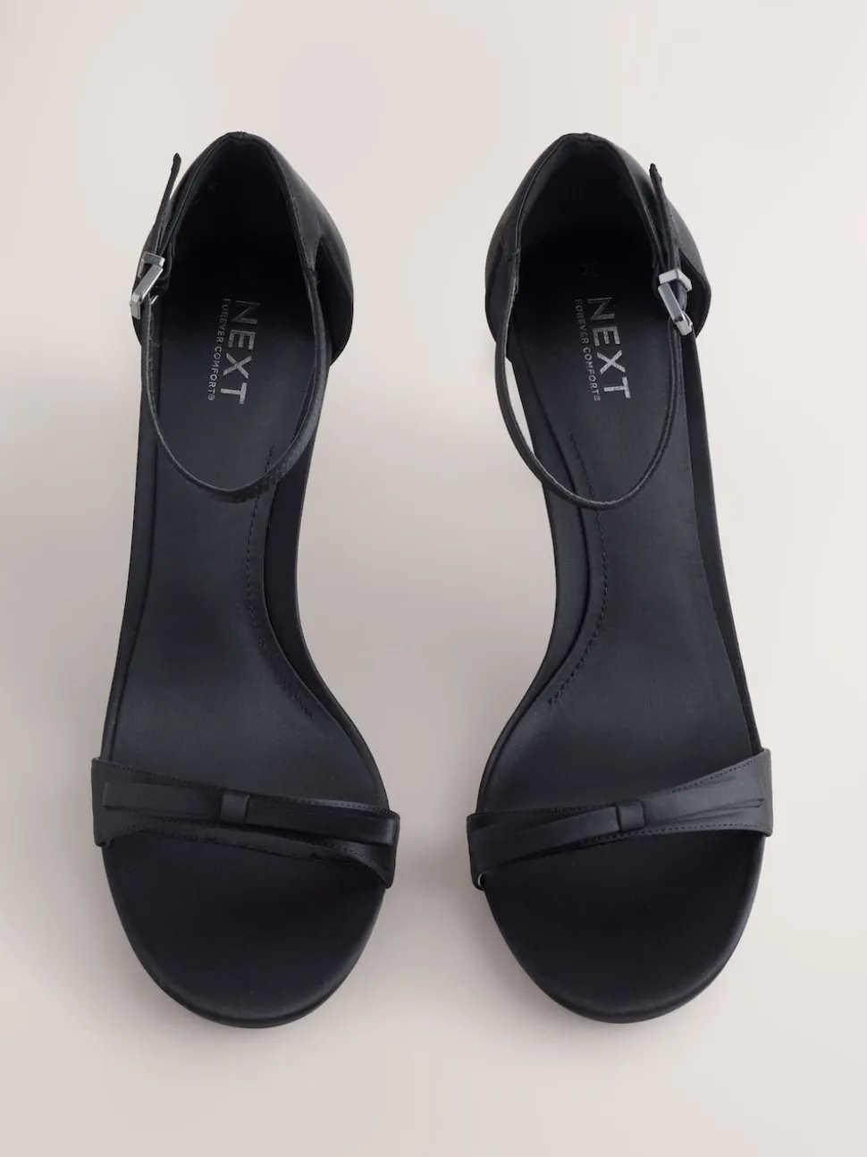 Black Forever Comfort® Mini Satin Bow Heeled Sandals