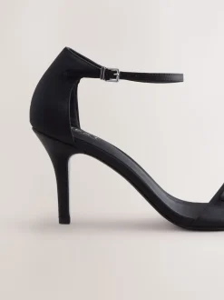 Black Forever Comfort® Mini Satin Bow Heeled Sandals
