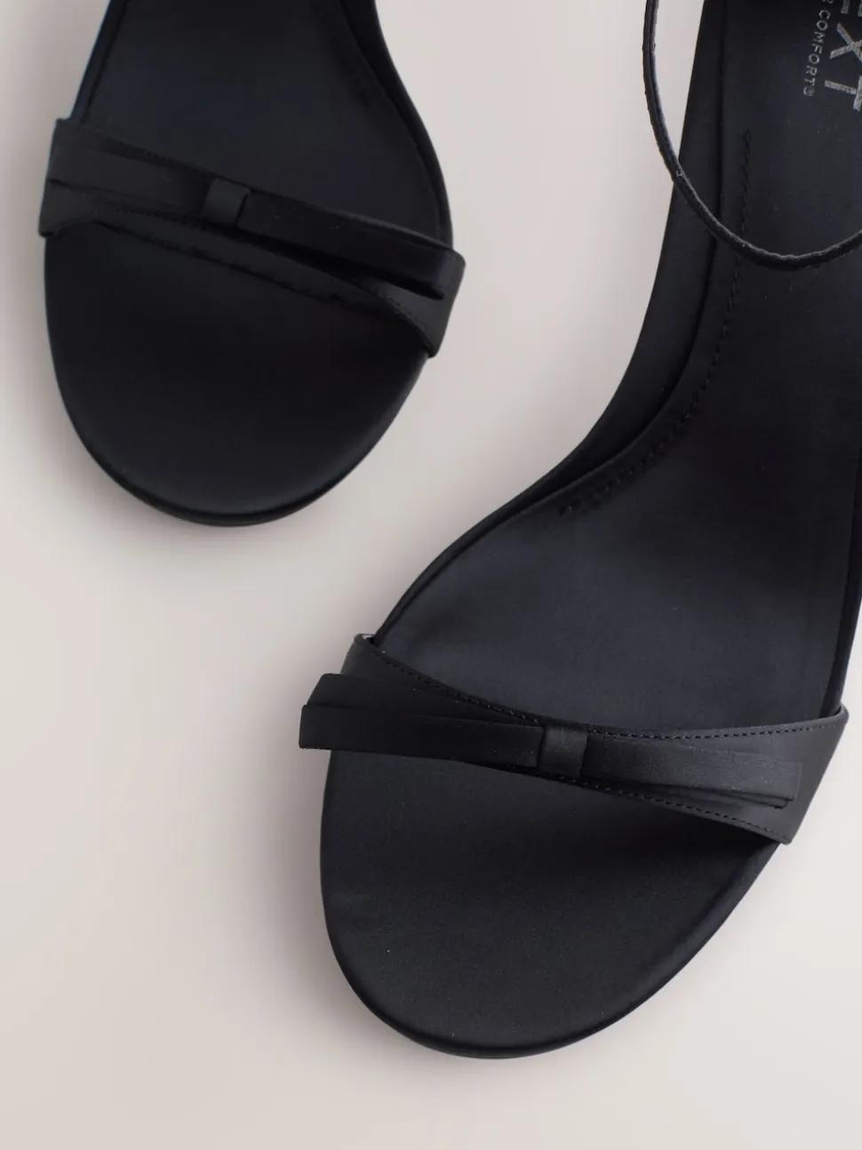 Black Forever Comfort® Mini Satin Bow Heeled Sandals