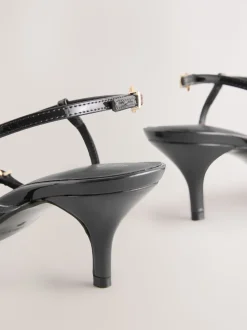 Black Forever Comfort® Multi Buckle Strappy Kitten Heels