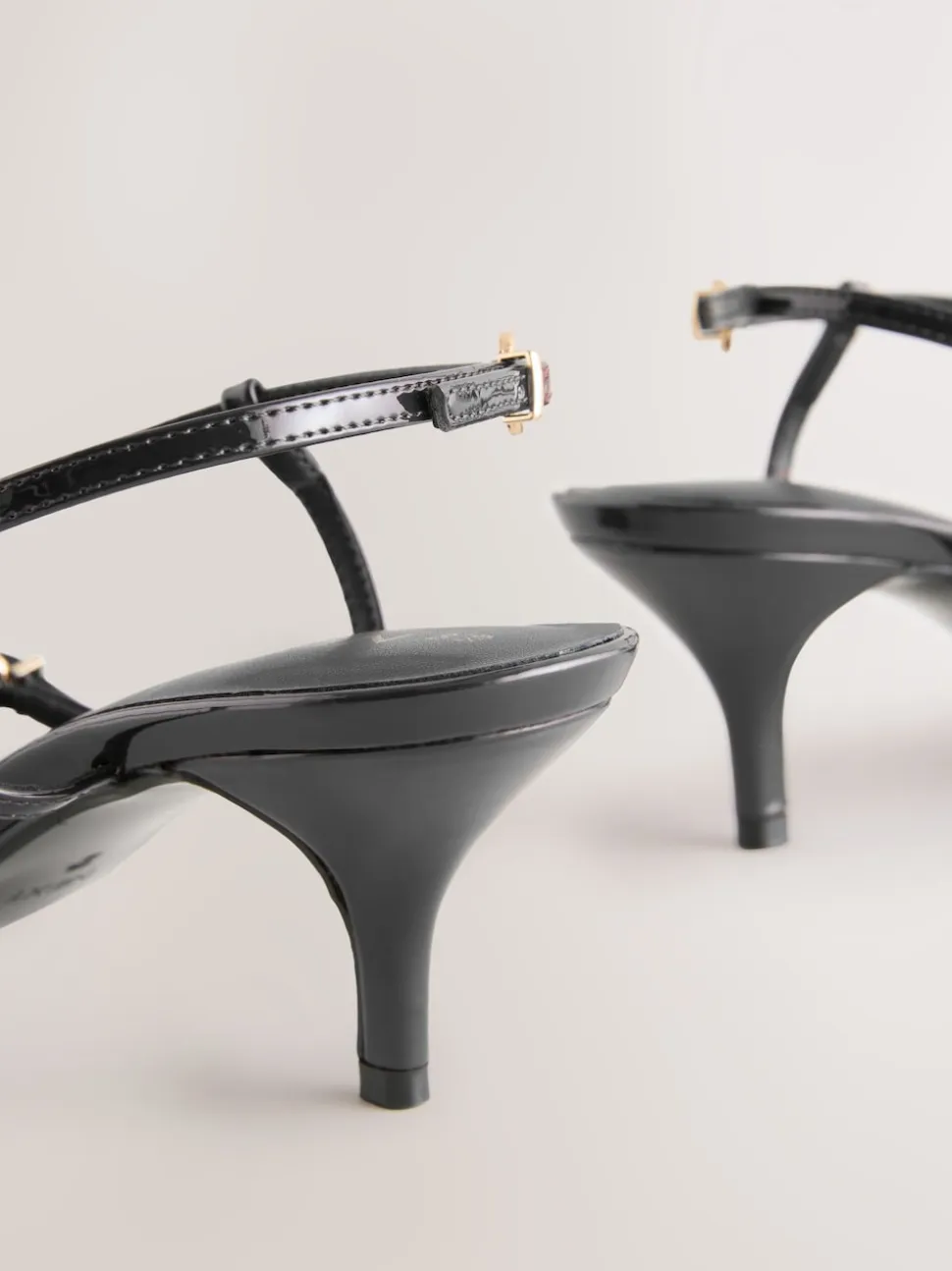 Black Forever Comfort® Multi Buckle Strappy Kitten Heels