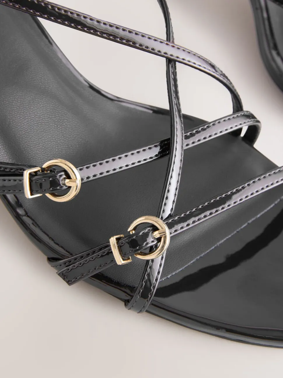 Black Forever Comfort® Multi Buckle Strappy Kitten Heels