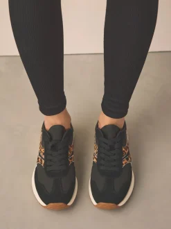 Black Forever Comfort® Panel Detail Lace-Up Jogger Trainers