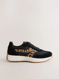 Black Forever Comfort® Panel Detail Lace-Up Jogger Trainers
