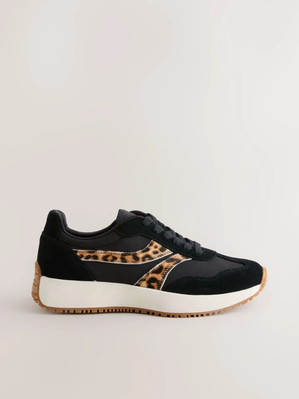 Black Forever Comfort® Panel Detail Lace-Up Jogger Trainers