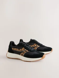 Black Forever Comfort® Panel Detail Lace-Up Jogger Trainers