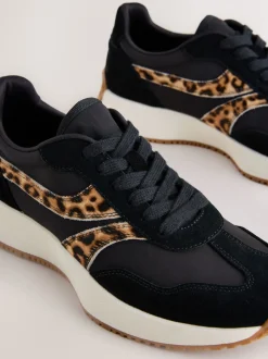 Black Forever Comfort® Panel Detail Lace-Up Jogger Trainers