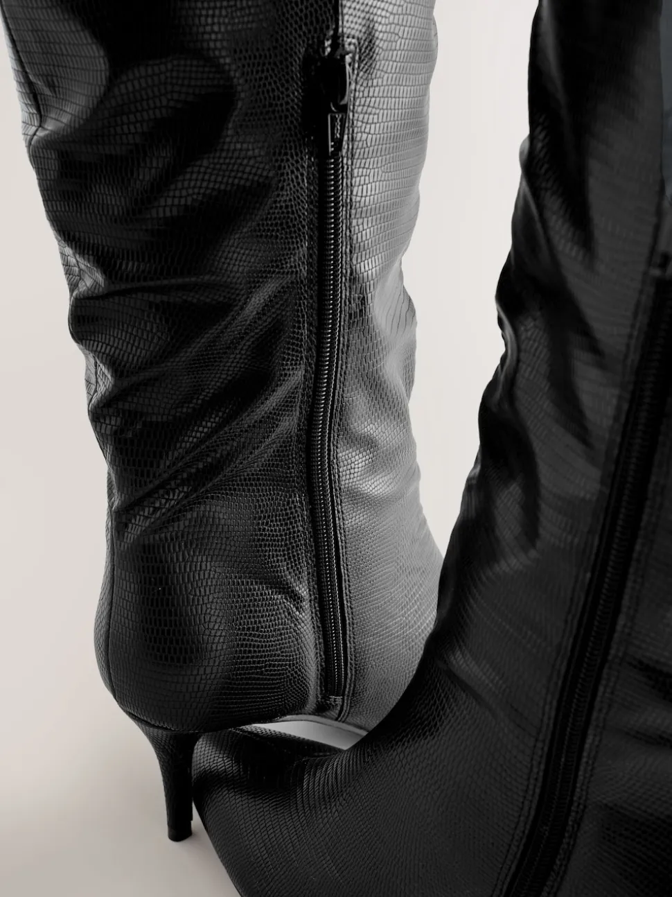 Black Forever Comfort® Point Toe Heel Slouch Knee High Boots